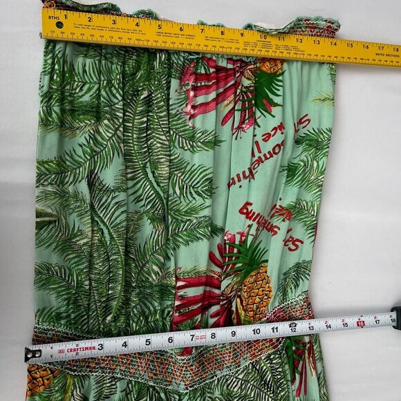 Desigual Strapless‎ Tube Boho Tropical Print Romper Pineapples Palm Trees XS - Picture 9 of 13